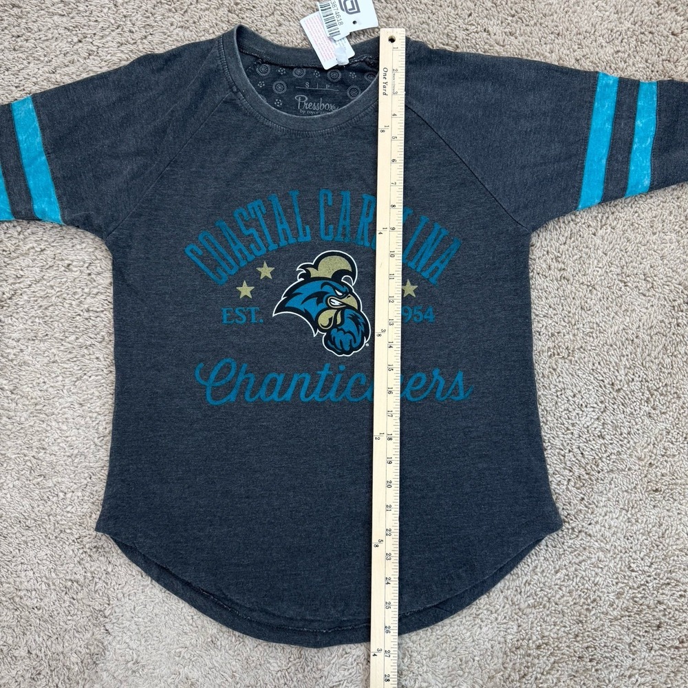 Coastal Carolina Chanticleers Raglan Tee Pressbox‎ Womens S Gray 3/4 Sleeve Top - Picture 6 of 8